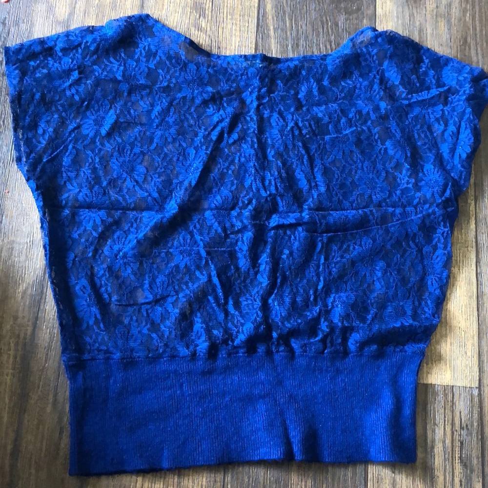 Electric blue lace crop top